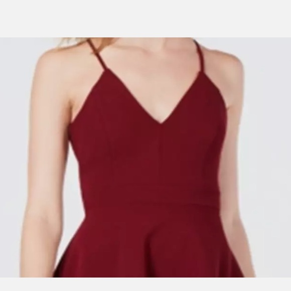 Sexiest burgundy/ Maroon  fit and flare Lacey open back midi dress - Picture 4 of 5